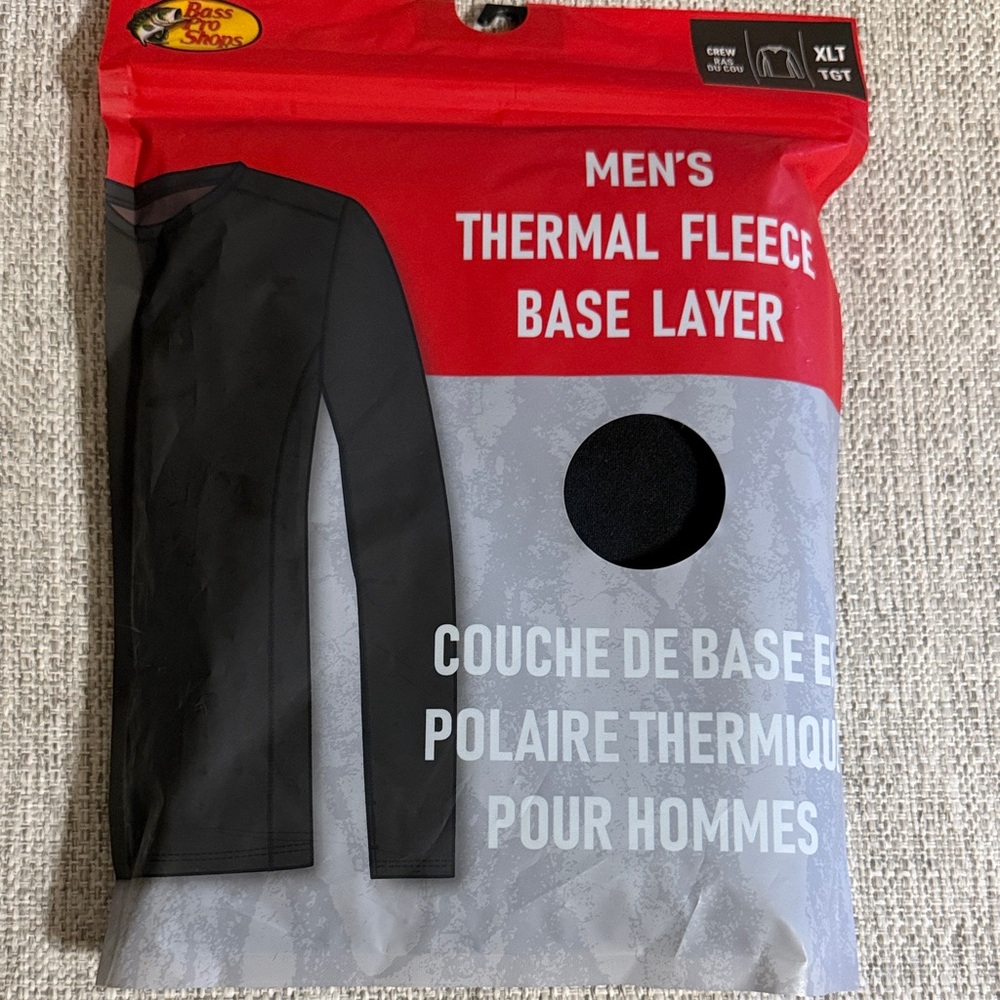 Bass Pro Shops NWT Men’s Black Thermal Fleece Base Layer Shirt XLT